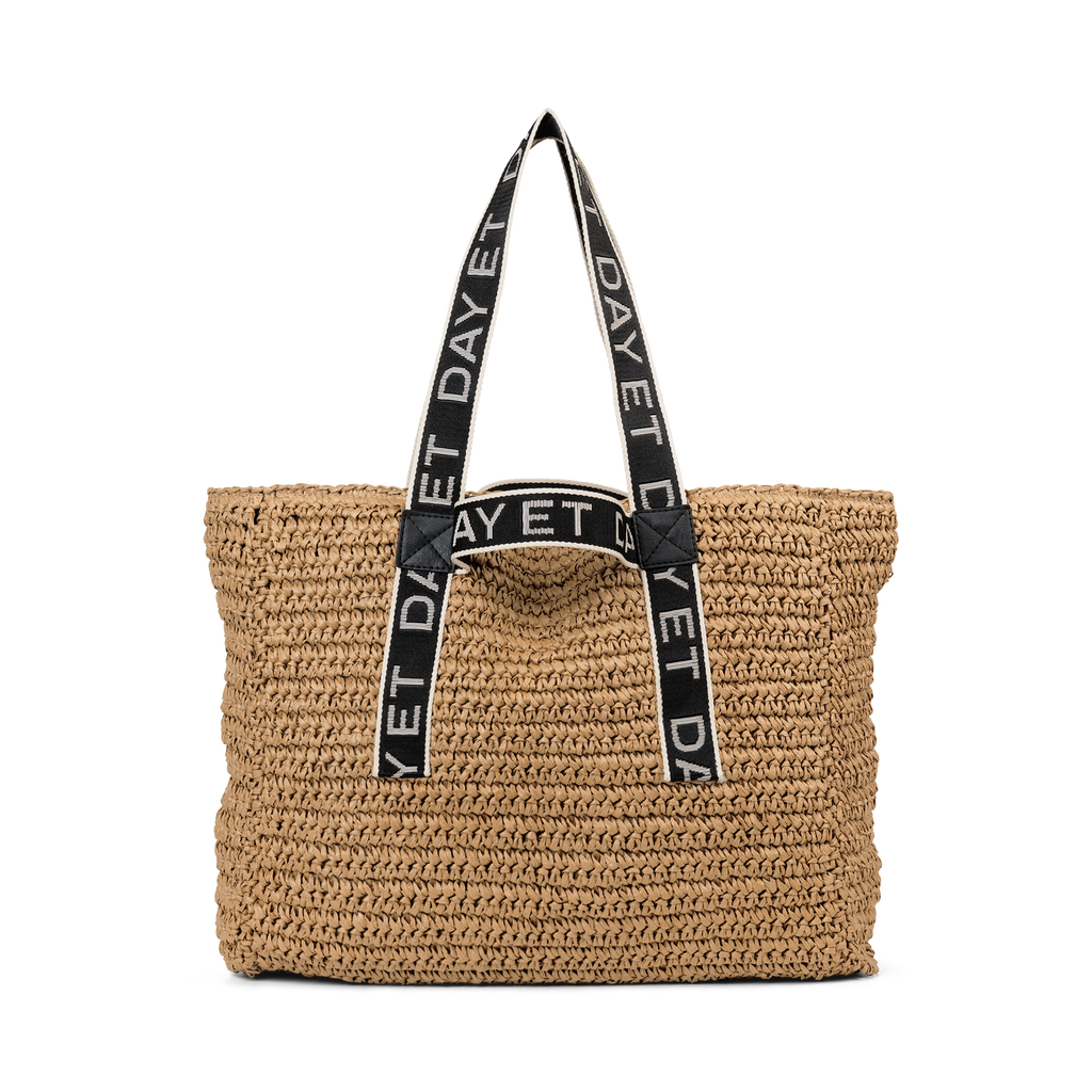 Day Raffia Logo Bag