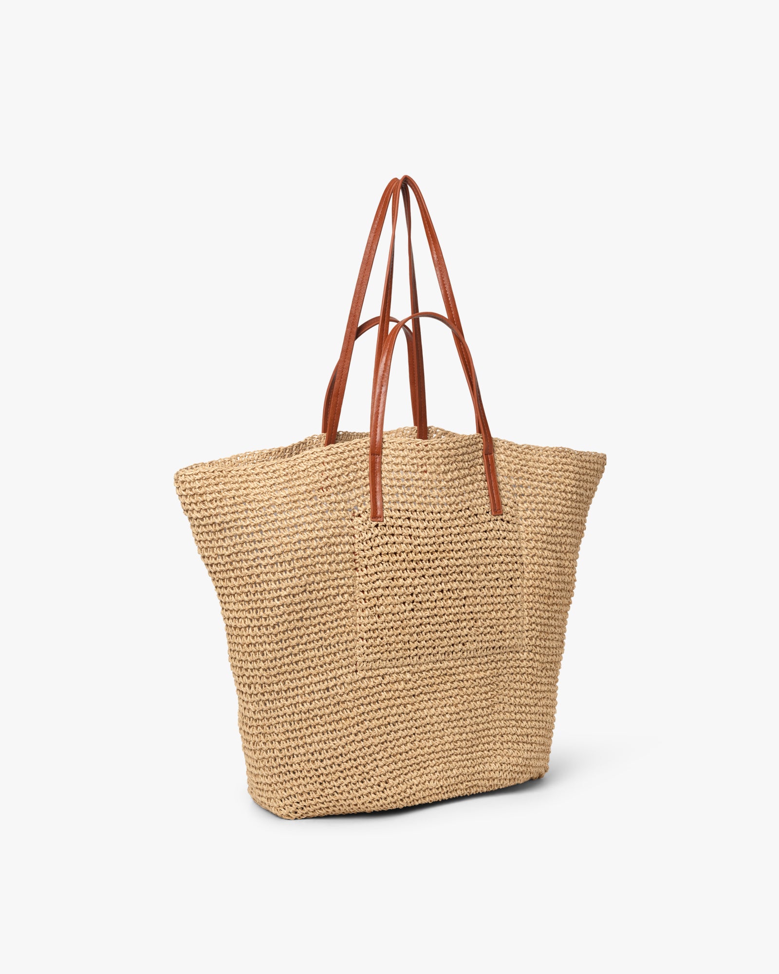 Large Natural Straw Skuldertaske