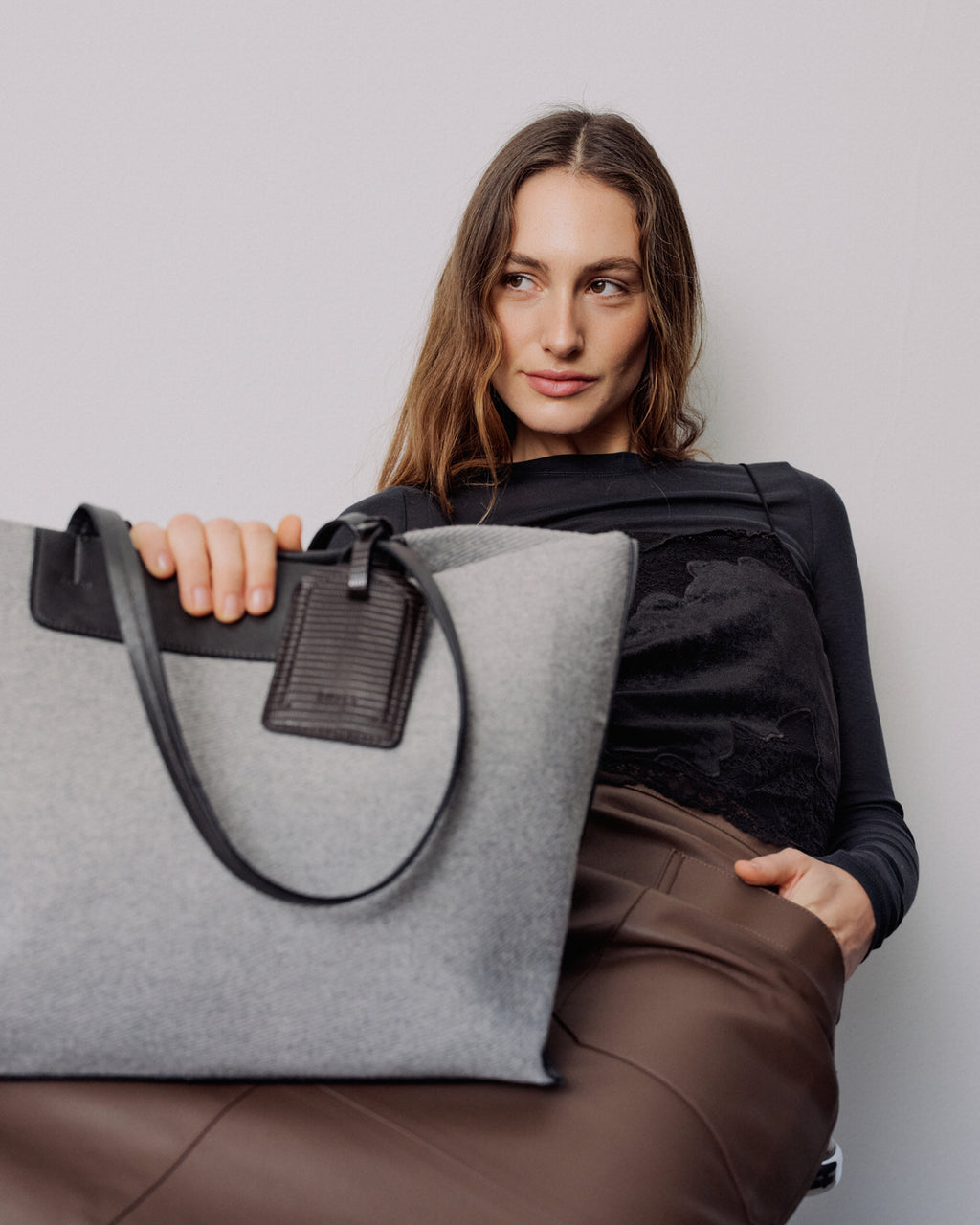 Medium Structured Wool Work Bag