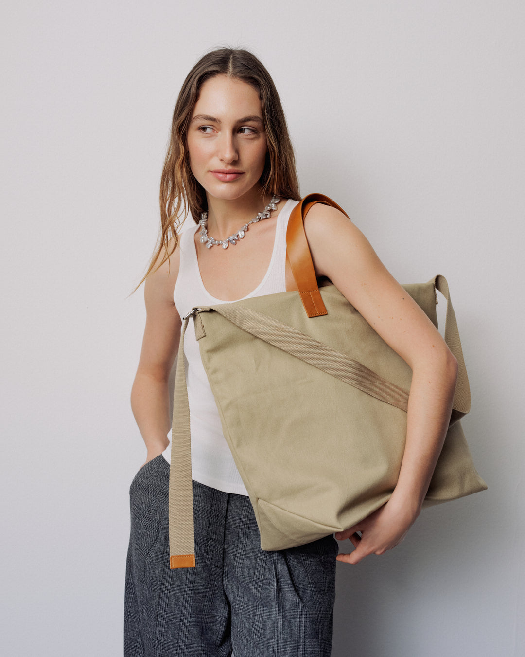 Medium Cotton Canvas Crossbody Taske