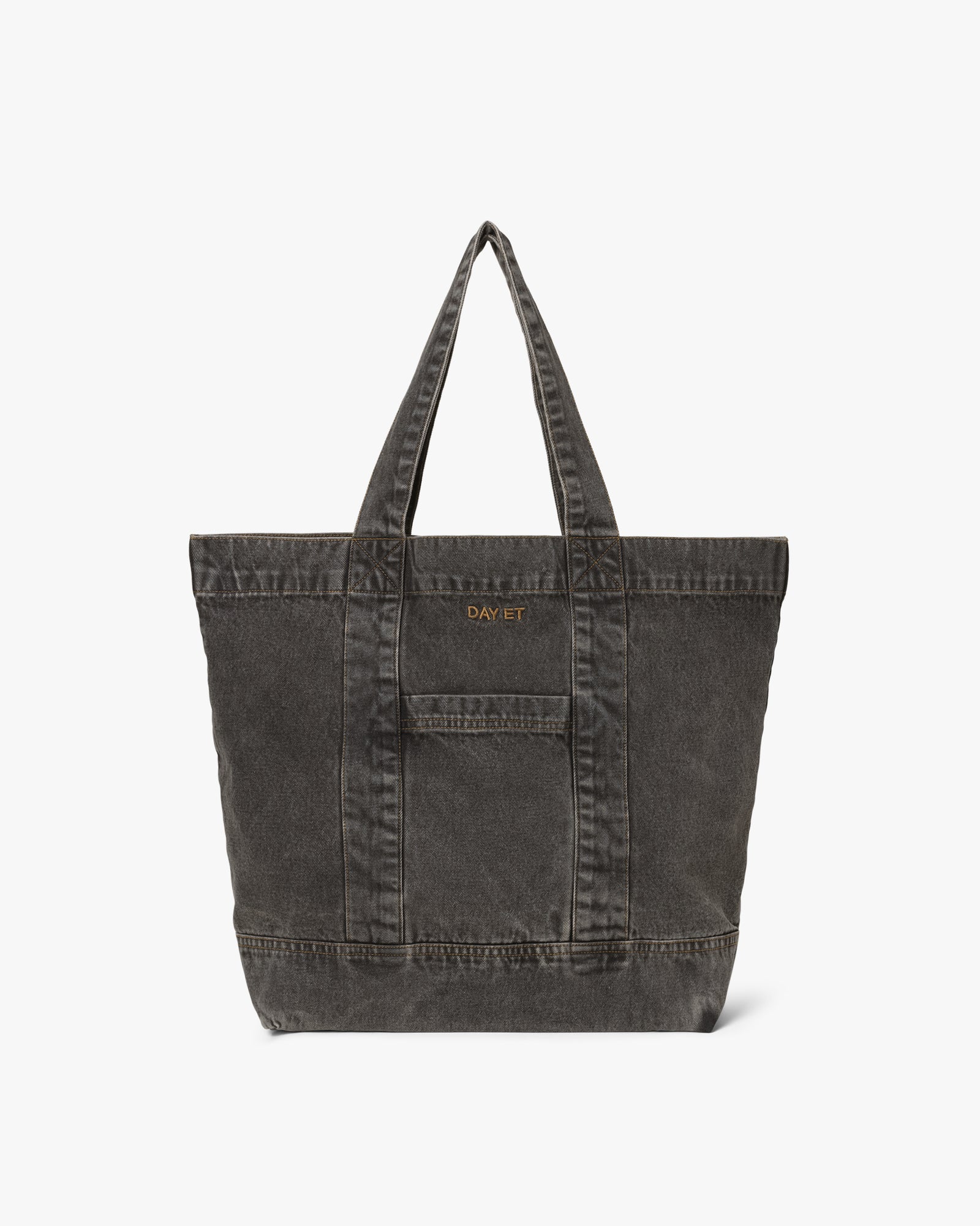 Large Washed Denim Skuldertaske