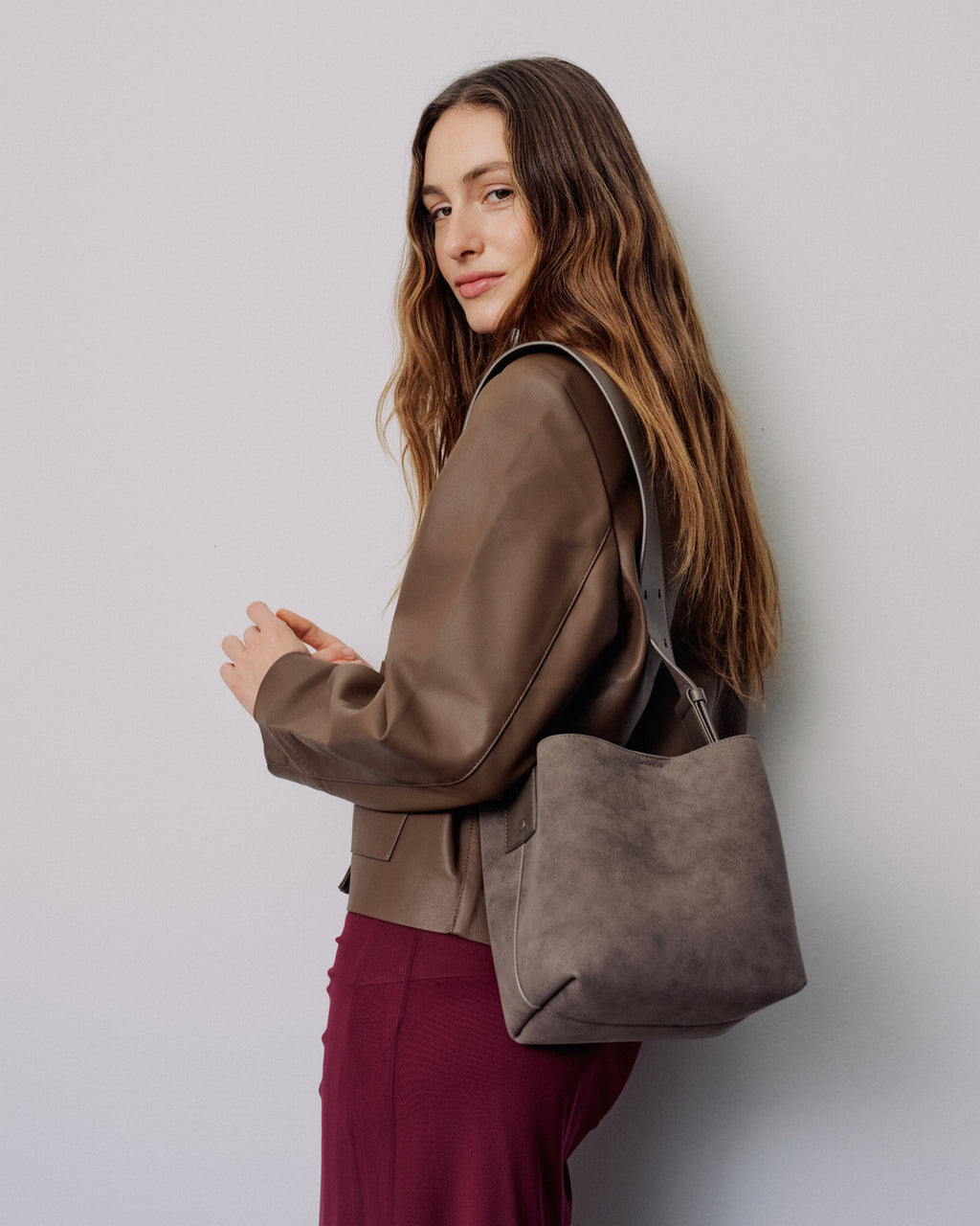Small Imitation Suede Crossbody Skulderveske
