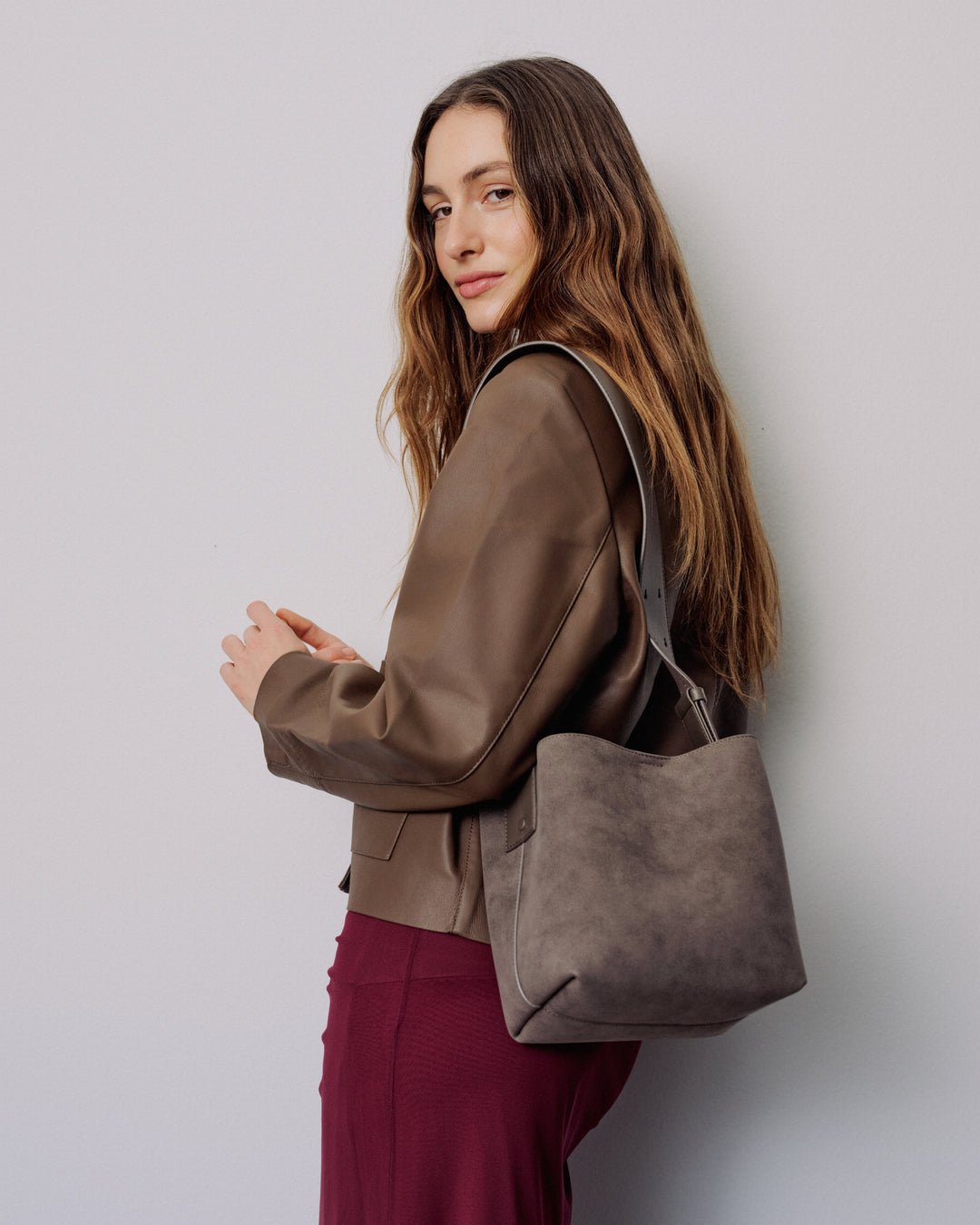 Small Imitation Suede Crossbody Skulderveske