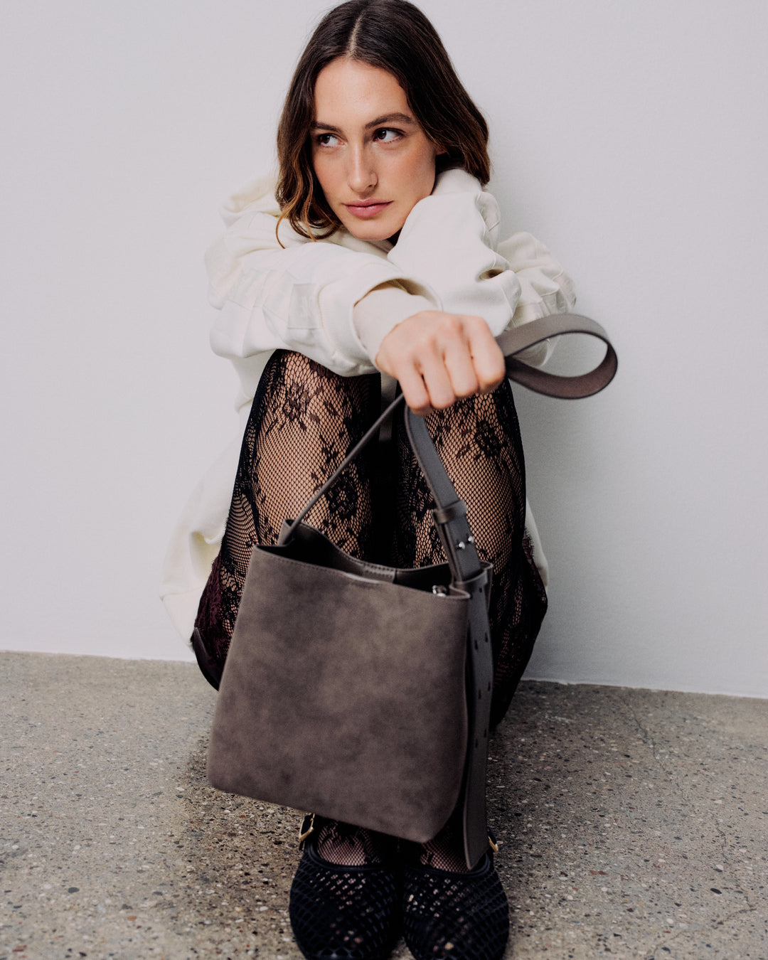 Small Imitation Suede Crossbody Skulderveske